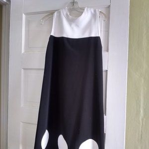 1960s style sleeveless black and white A-line dress Size 8